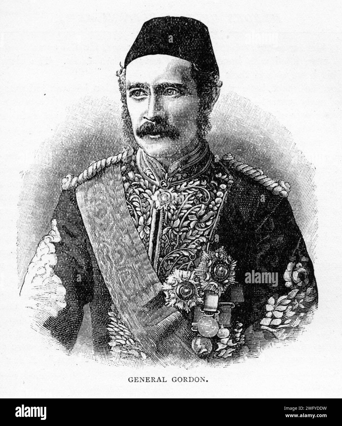 Porträt des Generalmajor Charles George Gordon CB (1833–1885), auch bekannt als Chinese Gordon, Gordon Pascha und Gordon of Khartum, war ein Offizier und Verwalter der britischen Armee. Veröffentlicht um 1880 Stockfoto