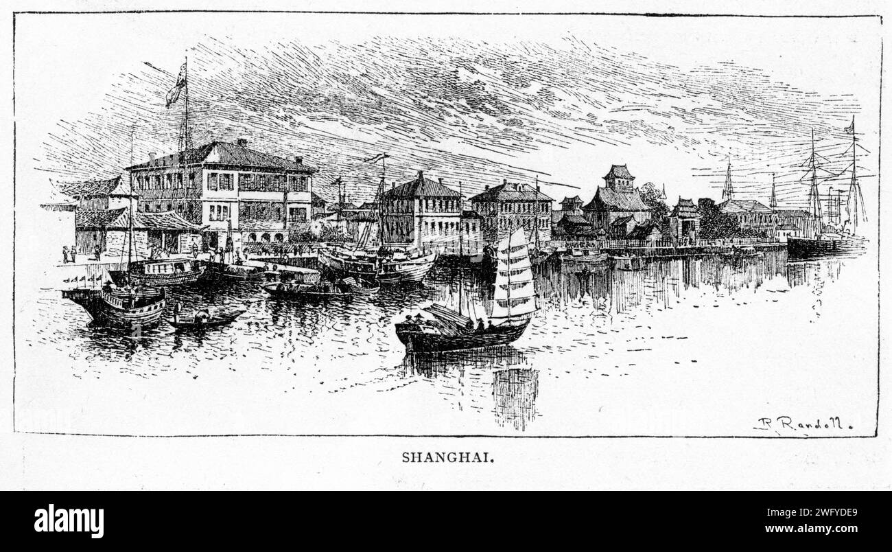 Stich von Shanghai, China, um 1900 Stockfoto