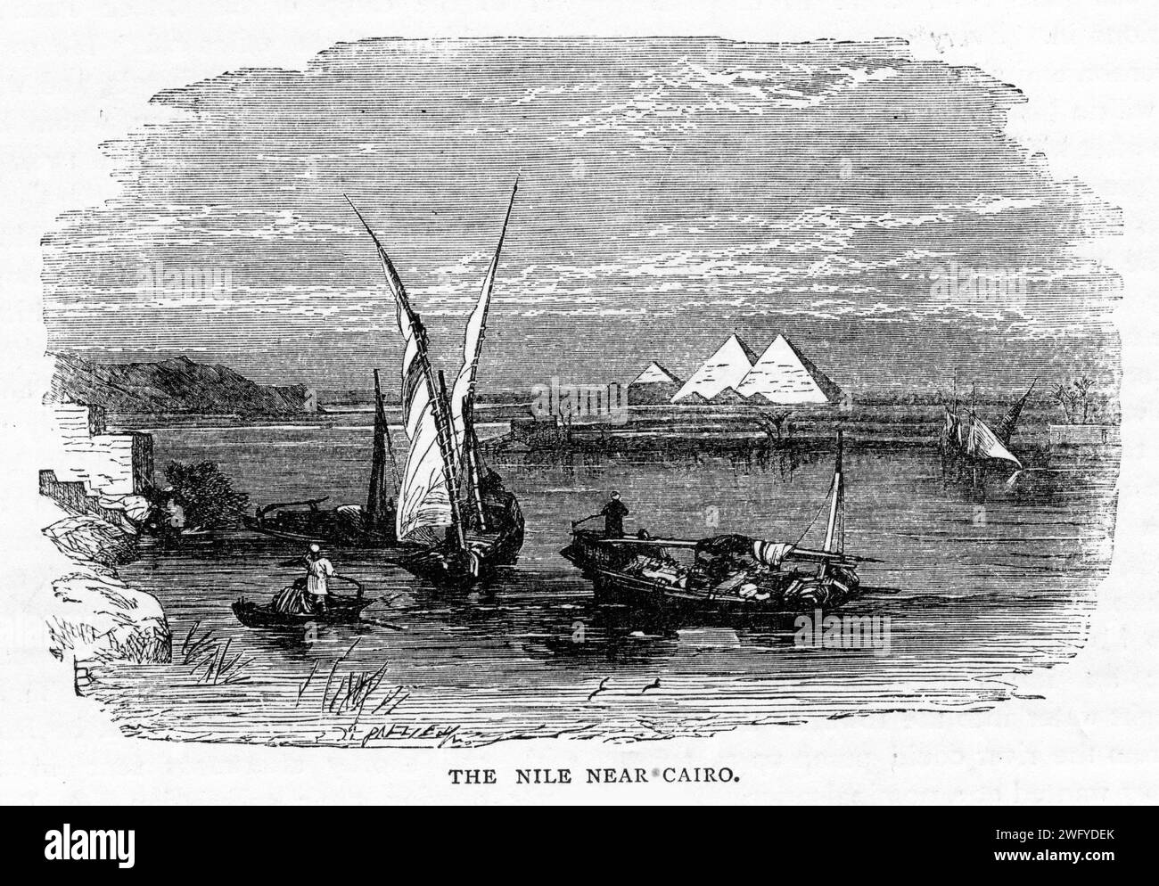 Gravur des Nils in der Nähe von Kairo, um 1880 Stockfoto