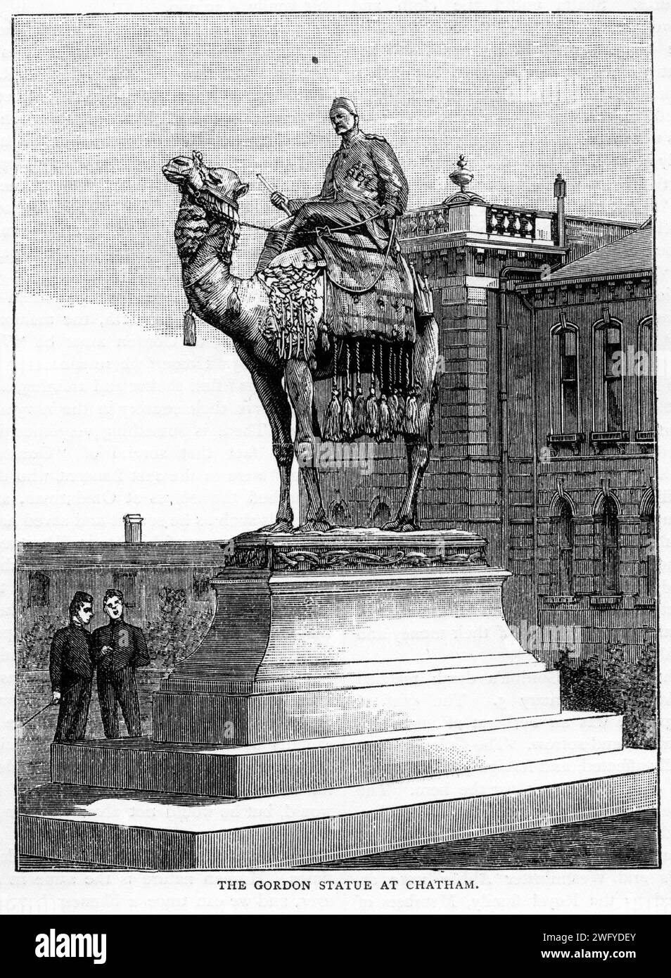 Die Statue des Generalmajor Charles George Gordon CB (1833–1885), auch bekannt als Chinese Gordon, Gordon Pascha und Gordon of Khartum, war ein Offizier und Verwalter der britischen Armee. Veröffentlicht um 1880 Stockfoto