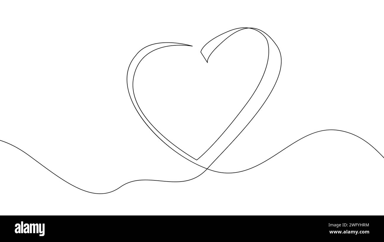 Eine durchgehende Herzlinie. Thin Line Illustration Vektor Liebeskonzept. Konturzeichnung Valentinstag kreative Ideen. Stock Vektor