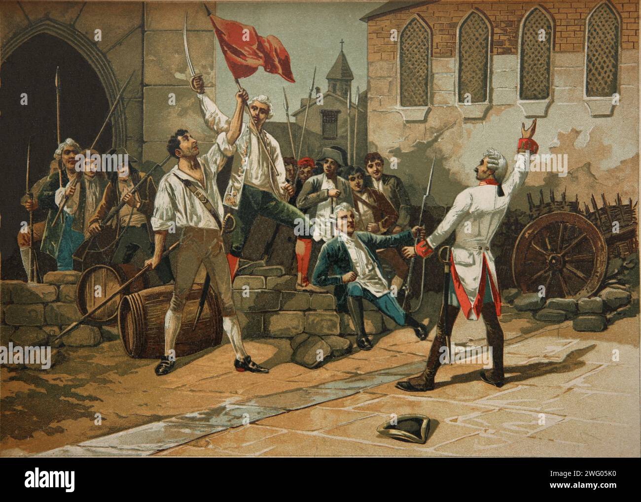 Französische Revolution. Paris. 18. Jahrhundert. Volksaufstand. "Historia de Europa en el siglo XVIII" von Emilio Castelar. Band I. 1895. Stockfoto