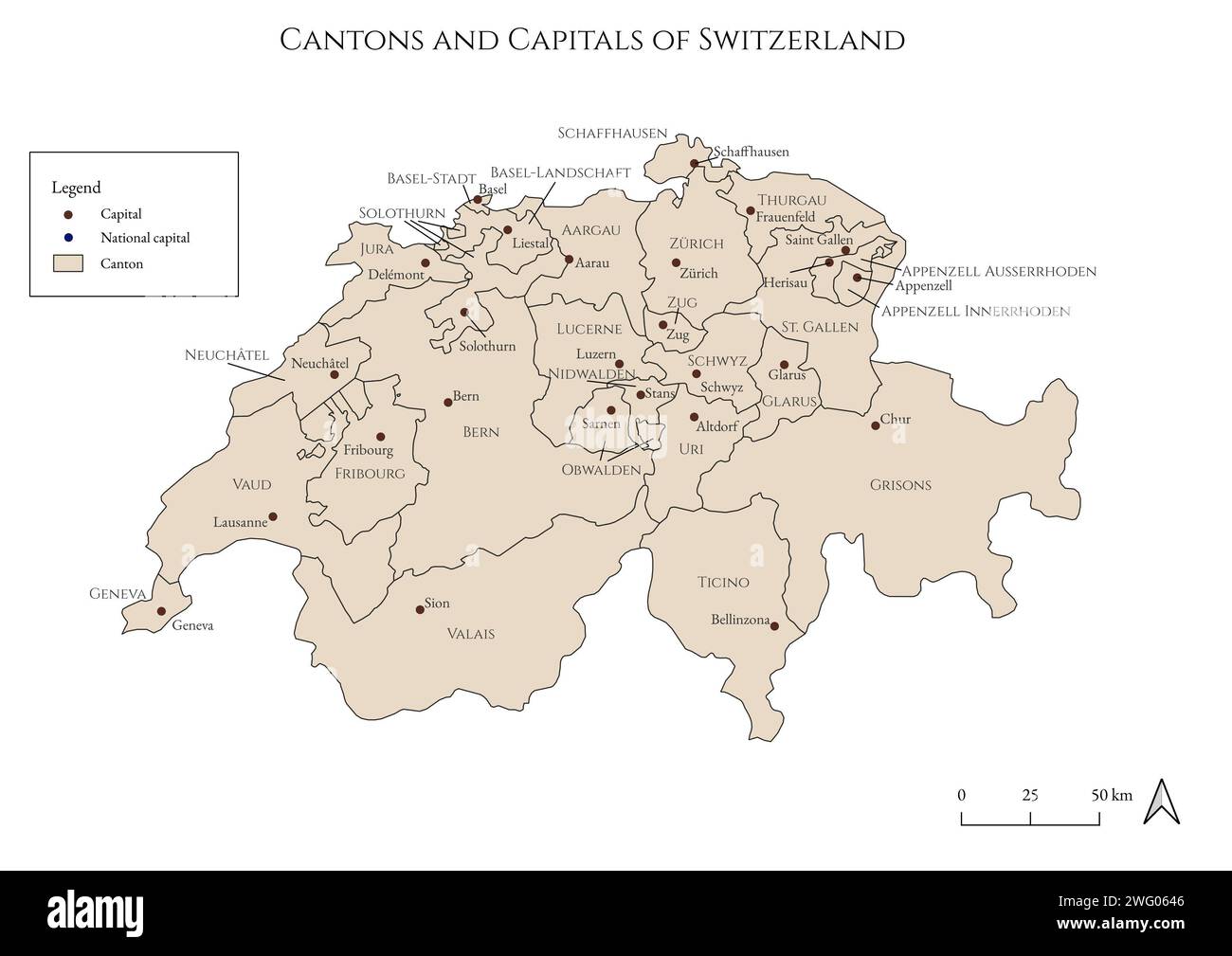 Politische Karte der Kantone und Hauptstädte der Tschechischen Republik - im antiken und rustikalen Stil Stockfoto