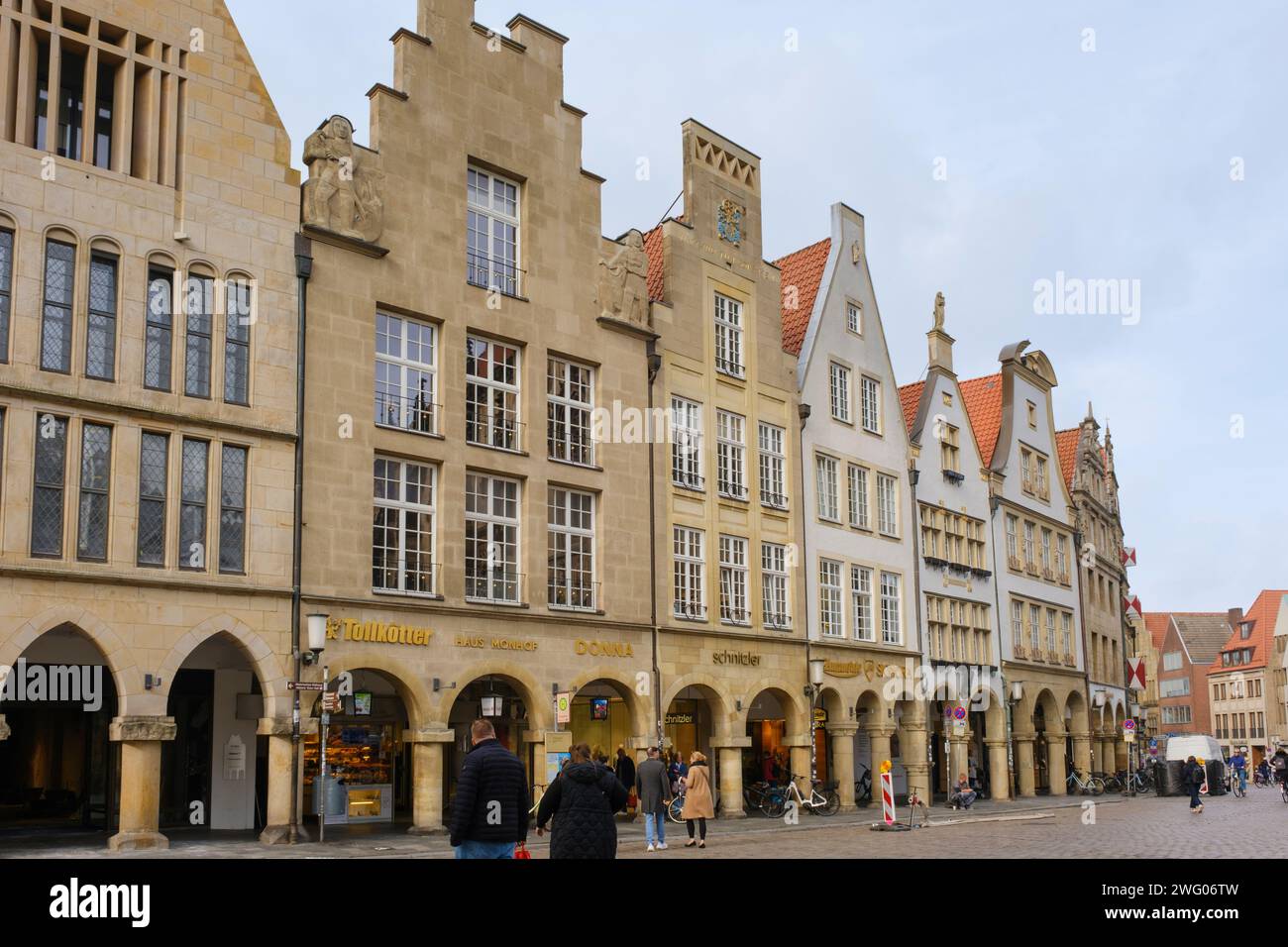Giebelhäuser am Prinzipalmarkt Münster Stockfoto