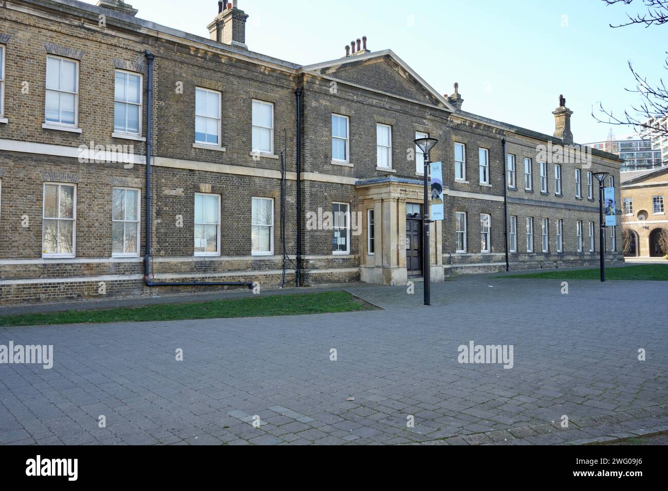 Das Historic Royal Laboratory Office, heute die James Clavell Library im Woolwich Arsenal. Woolwich, London, Großbritannien, 19. Januar 2024. Stockfoto