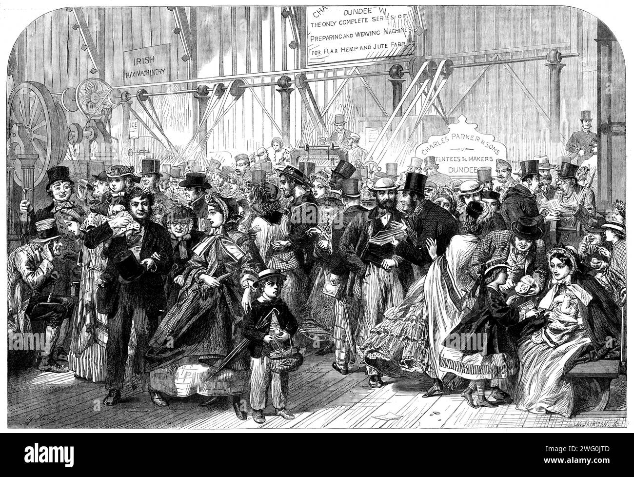 Shilling Day auf der Internationalen Ausstellung, 1862. Die Internationale Ausstellung 1862 war eine Weltausstellung in South Kensington, London. Heute befinden sich hier Museen wie das Naturkundemuseum und das Wissenschaftsmuseum. Aus Illustrated London News, 1862. Stockfoto