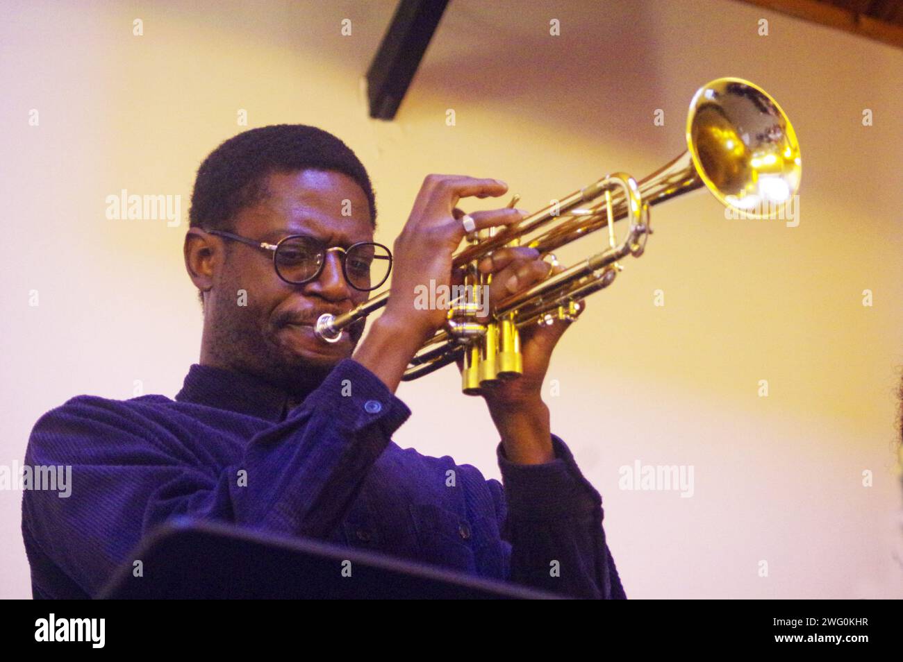 Mark Kavuma, Gary Crosby Sextet, National Jazz Archive, Loughton, Essex, Oktober 2023. Stockfoto