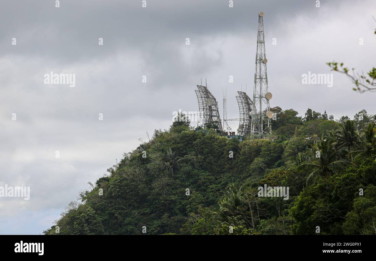 Tagaytay Air Traffic Control Radarstation Installation, Manila Flughafen-Radar, 1 von 3 Radarstationen auf den Philippinen zur Überwachung des Luftraums Stockfoto