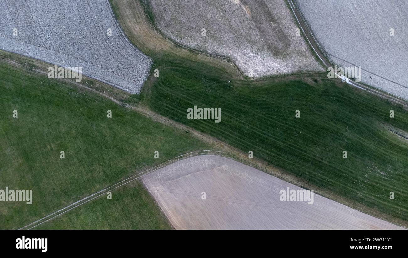 Flickenteppich kleiner landwirtschaftlicher Flächen, Niederbayern, Bayern, Deutschland Stockfoto