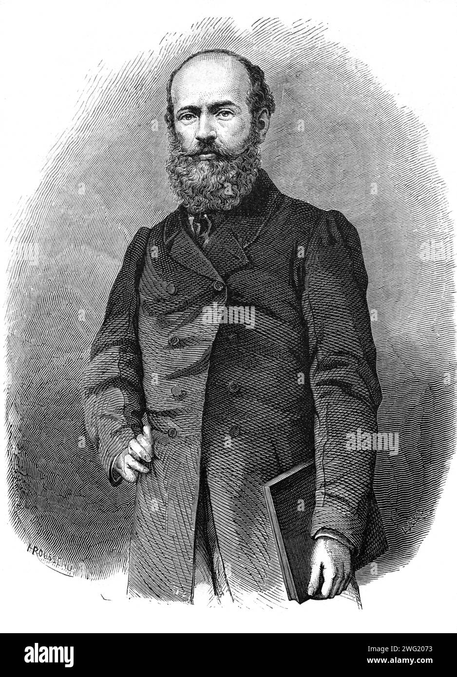 Porträt von Alexandre Henri Mouhot (1826-1861) französischer Naturforscher und Entdecker. Vintage oder historische Gravur oder Illustration 1863 Stockfoto