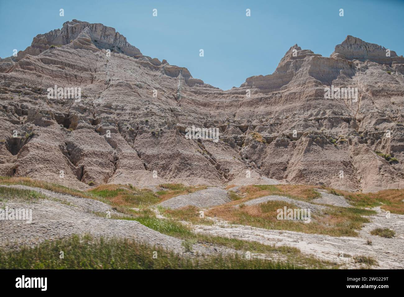 Bunte Felsformationen und Täler des Badlands National Park Stockfoto