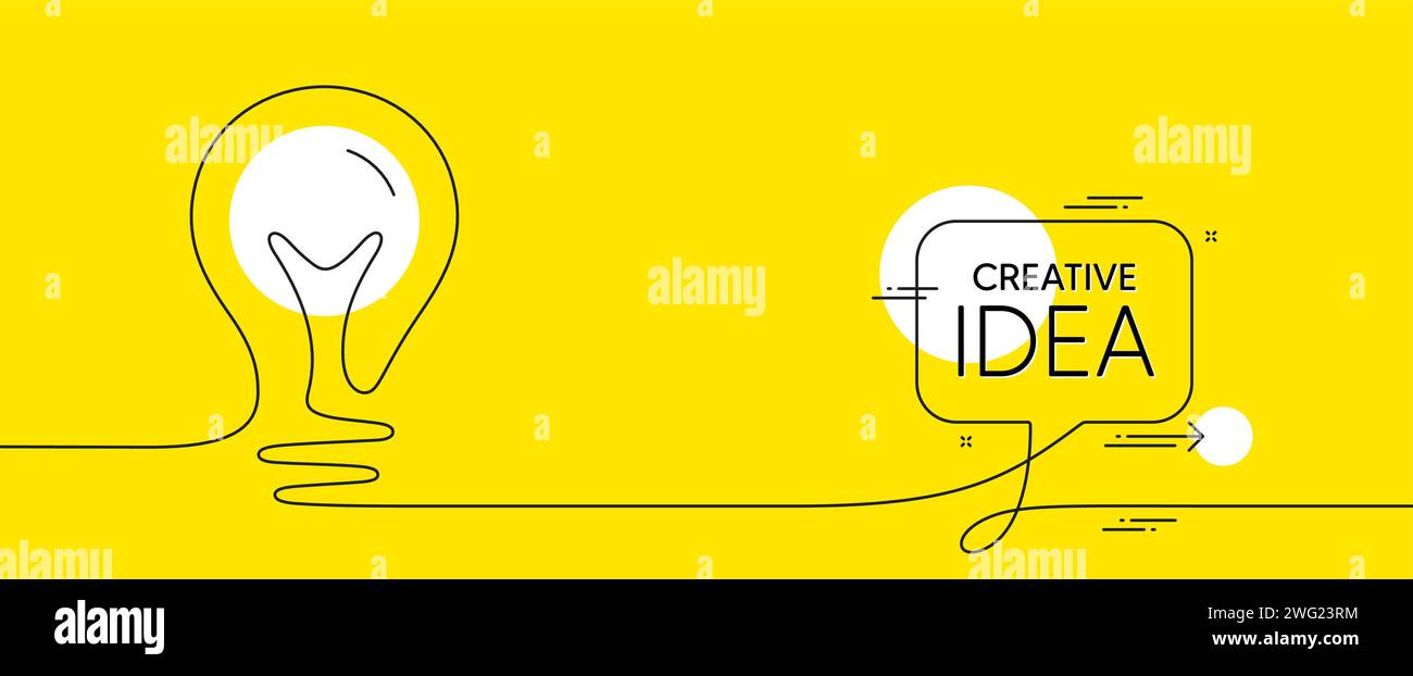 Symbol für eine durchgehende Linie mit einer Idee. Silhouette einer Glühbirne. Sprechblase mit Glühbirne auf gelbem Hintergrund. Vektor Stock Vektor