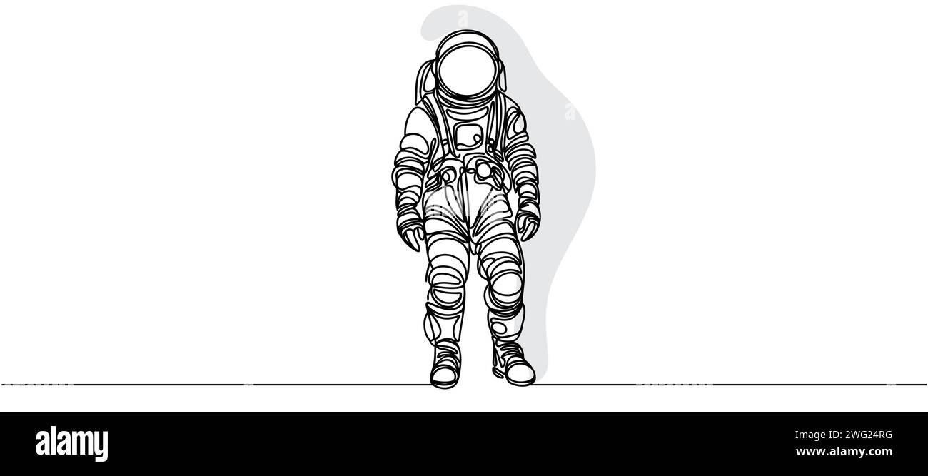 Eine durchgehende Linienzeichnung eines Astronauten. Astronaut Space Traveler Konzept Stock Vektor