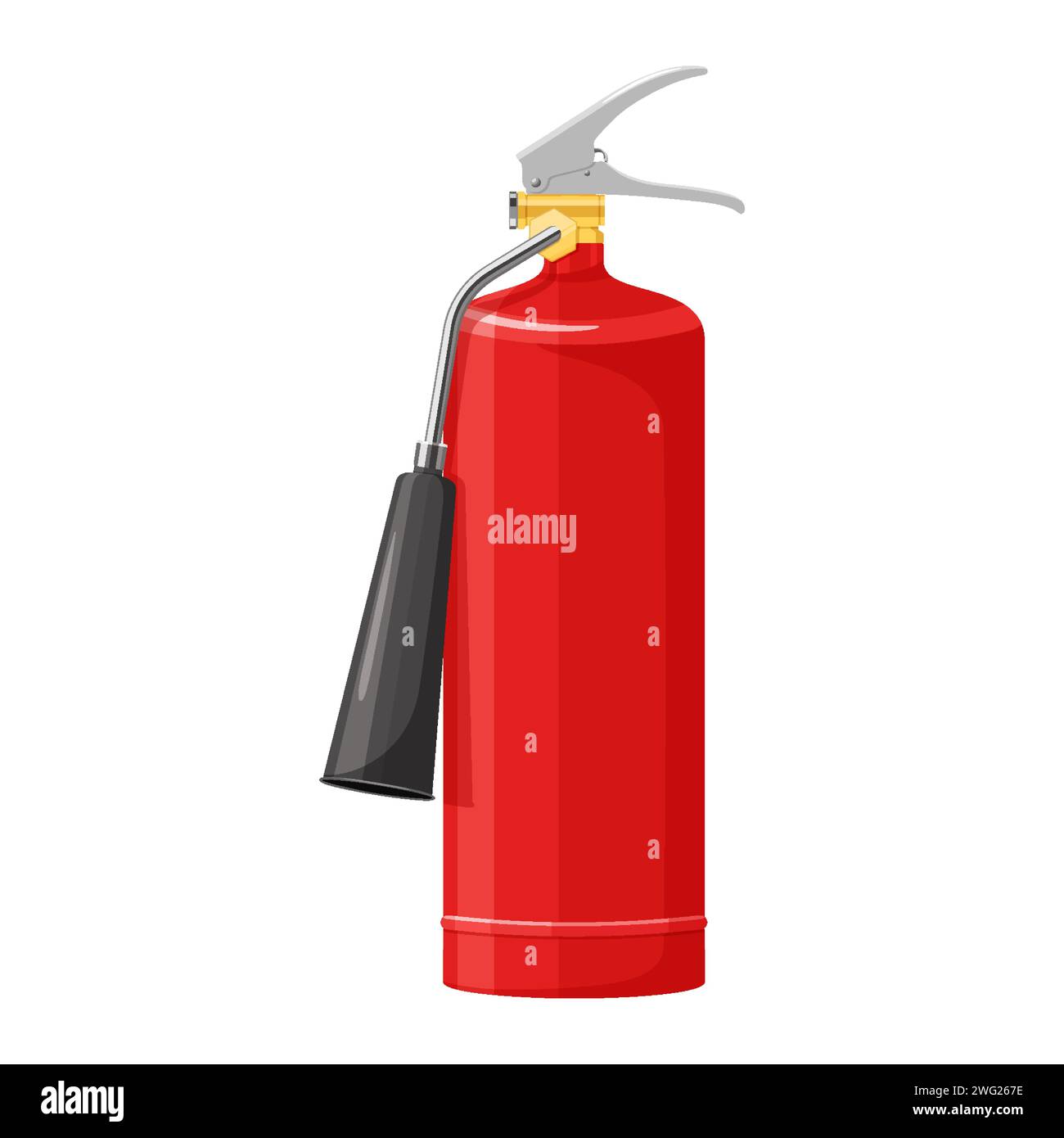 ?Kohlendioxid-Feuerlöscher mit Düse isoliert auf weißem Hintergrund. Tragbare Feuerlöschanlagen der Feuerwehr Professionell an Stock Vektor