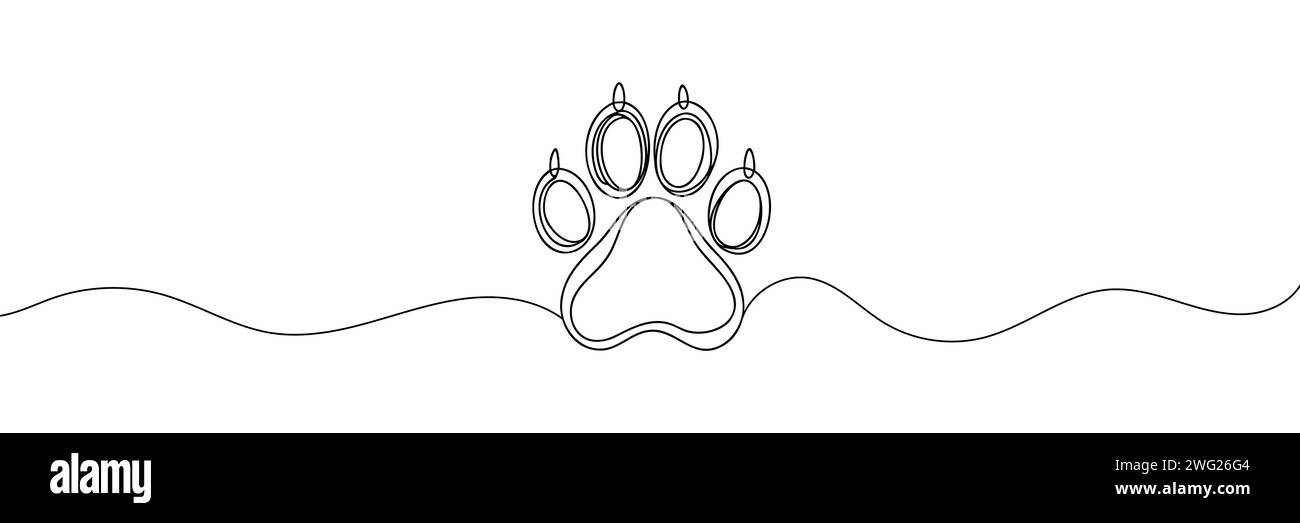 Durchgehende einzeilige Zeichnung einer Pfotenblock.Vector-Illustration. Stock Vektor
