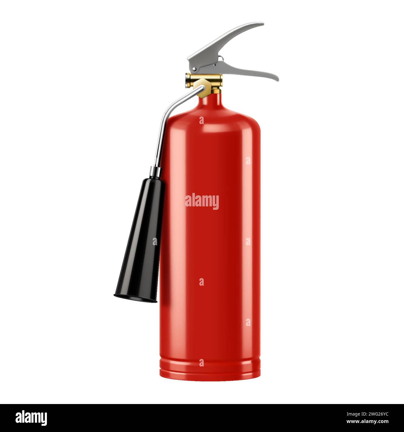 ?Kohlendioxid-Feuerlöscher mit Düse isoliert auf weißem Hintergrund. Tragbare Feuerlöschanlagen der Feuerwehr Professionell an Stock Vektor