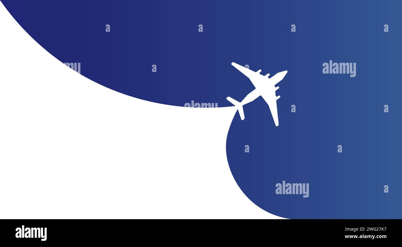 Die Illustration der einfachen Flugzeugreise öffnet den Hintergrund hinter sich selbst. Banner für eine Reise ins Ausland im Urlaub. Stock Vektor