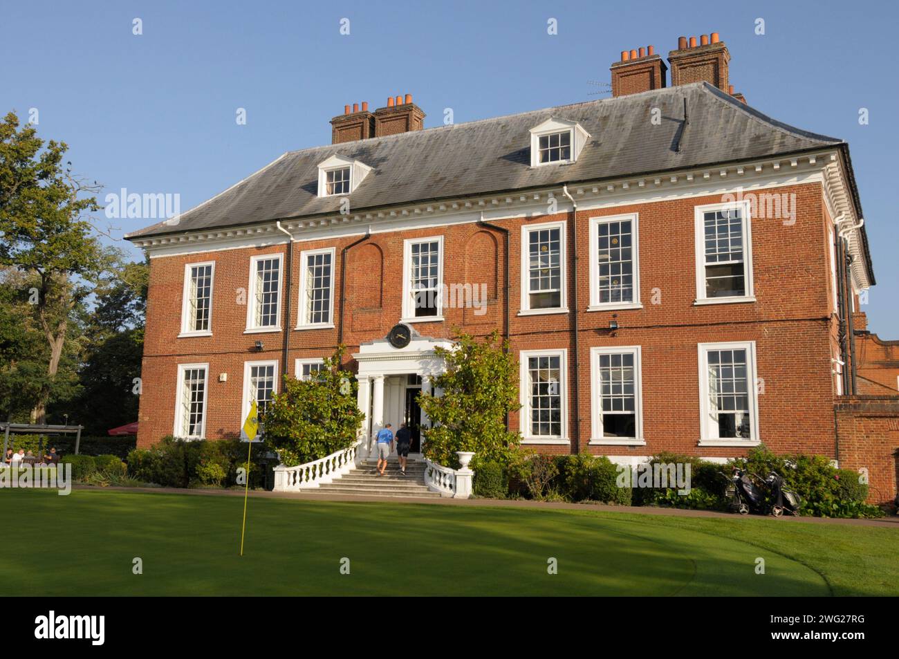 Blick vom 18th Green zum Clubhouse; Royal Blackheath Golf Club; Blackheath; Kent; England Stockfoto