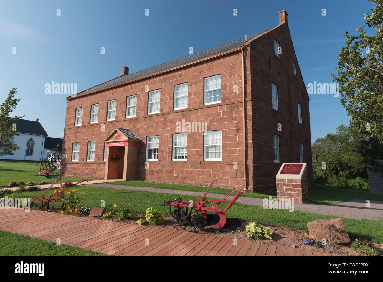 Farmers’ Bank of Rustico, 1864 von Georges-Antoine Belcourt gegründet. Heute ist es ein Museum, das der Geschichte der akadischen Bevölkerung in Rustico gewidmet ist. Stockfoto