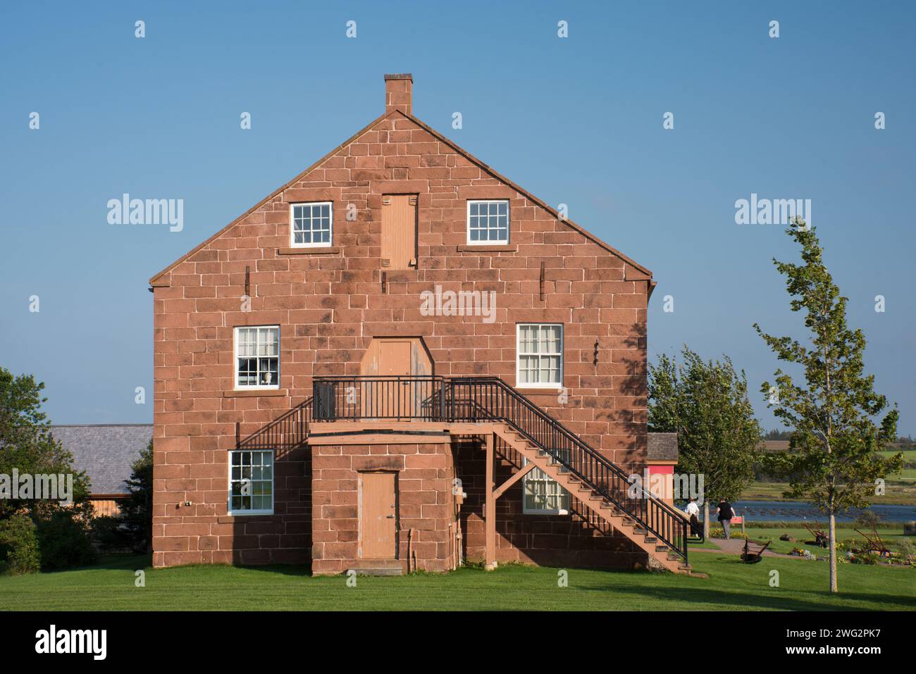 Farmers’ Bank of Rustico, 1864 von Georges-Antoine Belcourt gegründet. Heute ist es ein Museum, das der Geschichte der akadischen Bevölkerung in Rustico gewidmet ist. Stockfoto