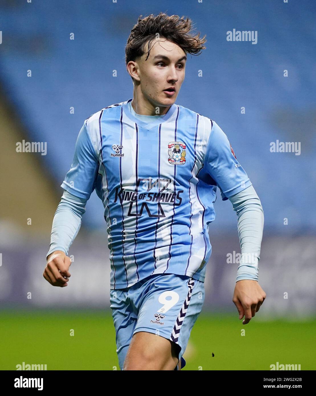 Coventry City's Charlie Burden beim Spiel der fünften Runde des FA Youth Cup in der Coventry Building Society Arena in Coventry. Bilddatum: Freitag, 2. Februar 2024. Stockfoto