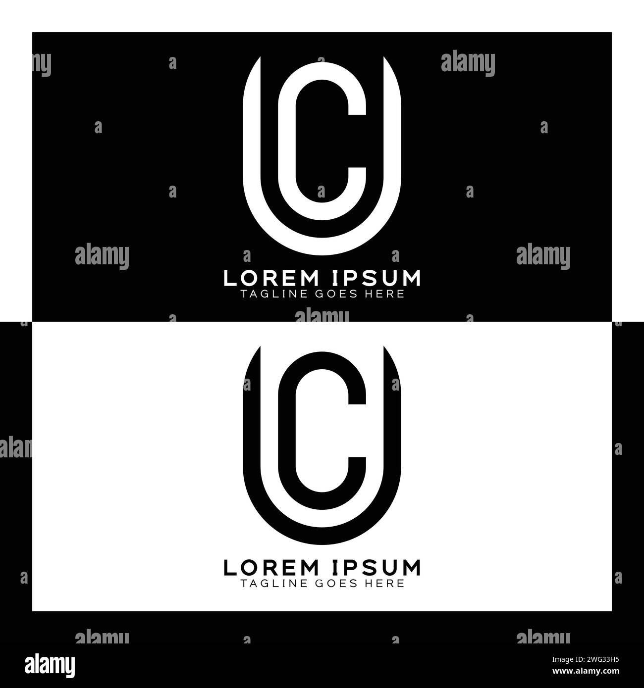 UC-Anfangsbuchstabe-Logo. Monogramm mit U- und C-Mustern Stock Vektor
