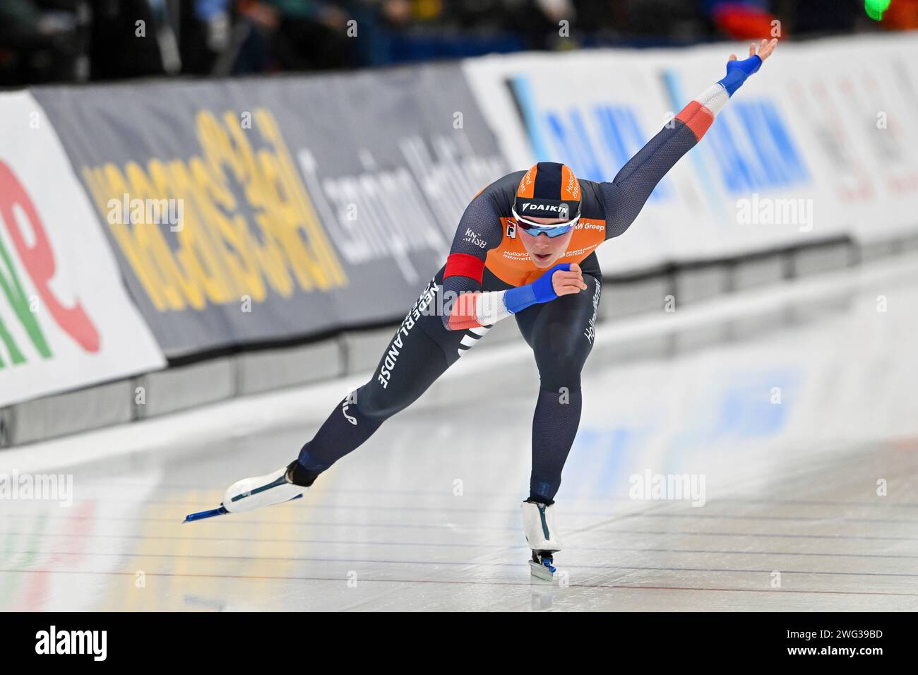 Quebec, Kanada. Februar 2024. QUEBEC, KANADA - 2. FEBRUAR: Naomi Verkerk aus den Niederlanden trat am 2. Februar 2024 im Centre de Glaces Intact Assurance auf der Women's A Group 1000 m an. (Foto von David Kirouac/Orange Pictures) Credit: dpa/Alamy Live News Stockfoto