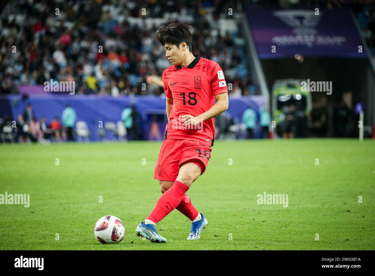 Doha, Katar, 2. Februar 2024, AFC Asian Cup Katar 2023 Quater Final: Australien 1-2 Südkorea, Son Heung-min, Hwang Hee-chan retten den Tag, um Korea ins Halbfinale zu bringen. Bild: Lee Kang-in Stockfoto