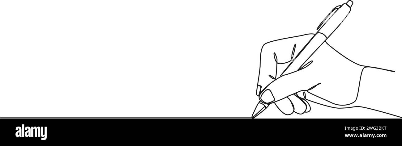 Fortlaufende Einzelzeilenzeichnung des Hand haltenden Stifts, Vektordarstellung der Linienkunst Stock Vektor