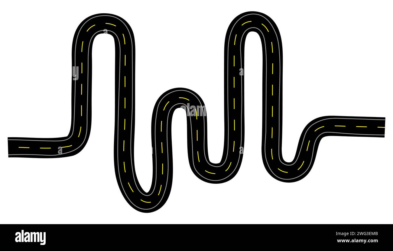 Asphaltstraße Textur mit Straßenmarkierung, gepflasterte Straße mit Trennstreifen Vektor Illustration. Stock Vektor