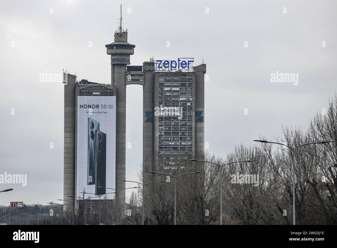 Westtor Von Belgrad (Genex-Turm), Serbien Stockfoto