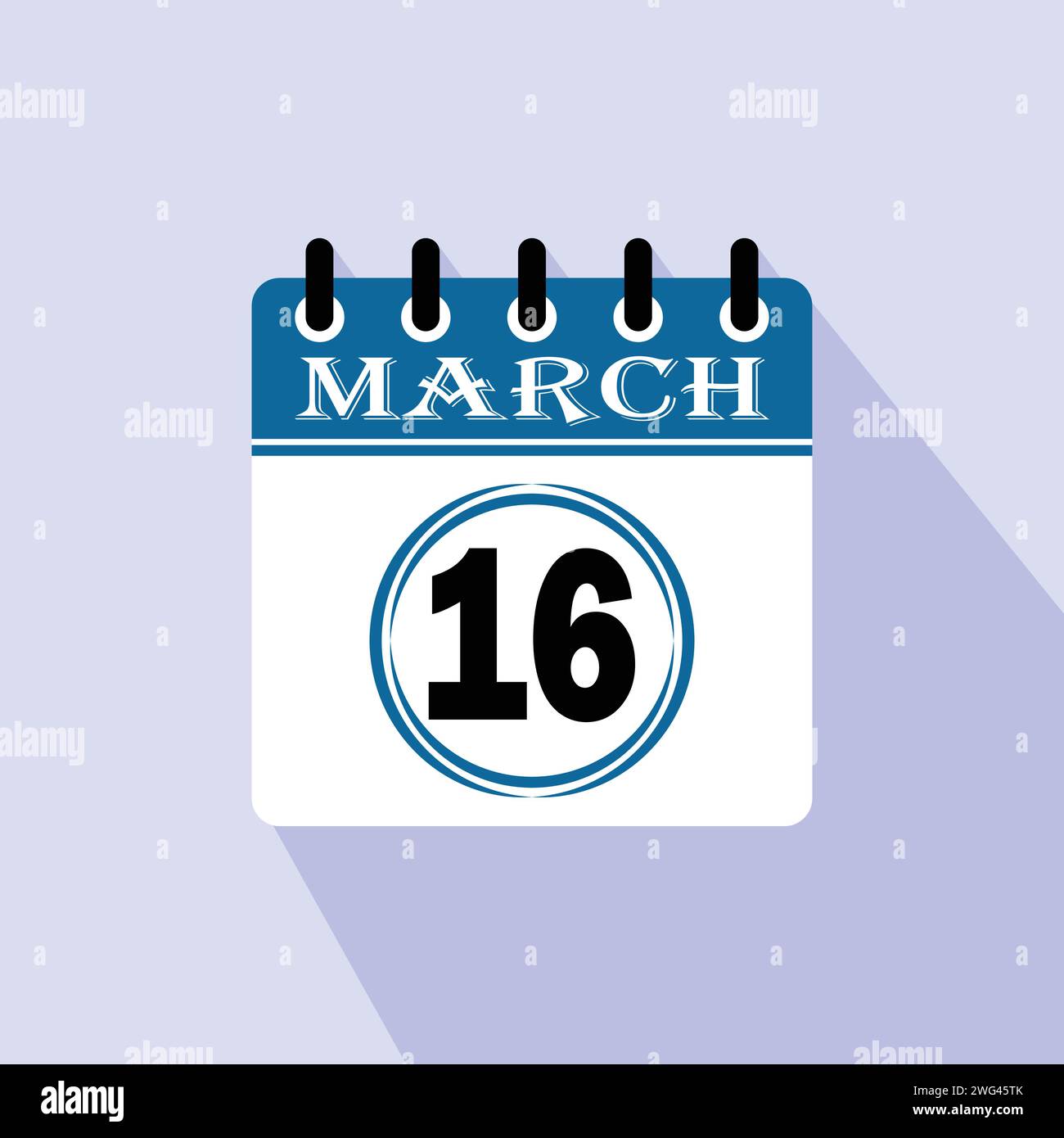 Icon Kalendertag - 16. März. 16. Tage des Monats, Vektorillustration. Stock Vektor