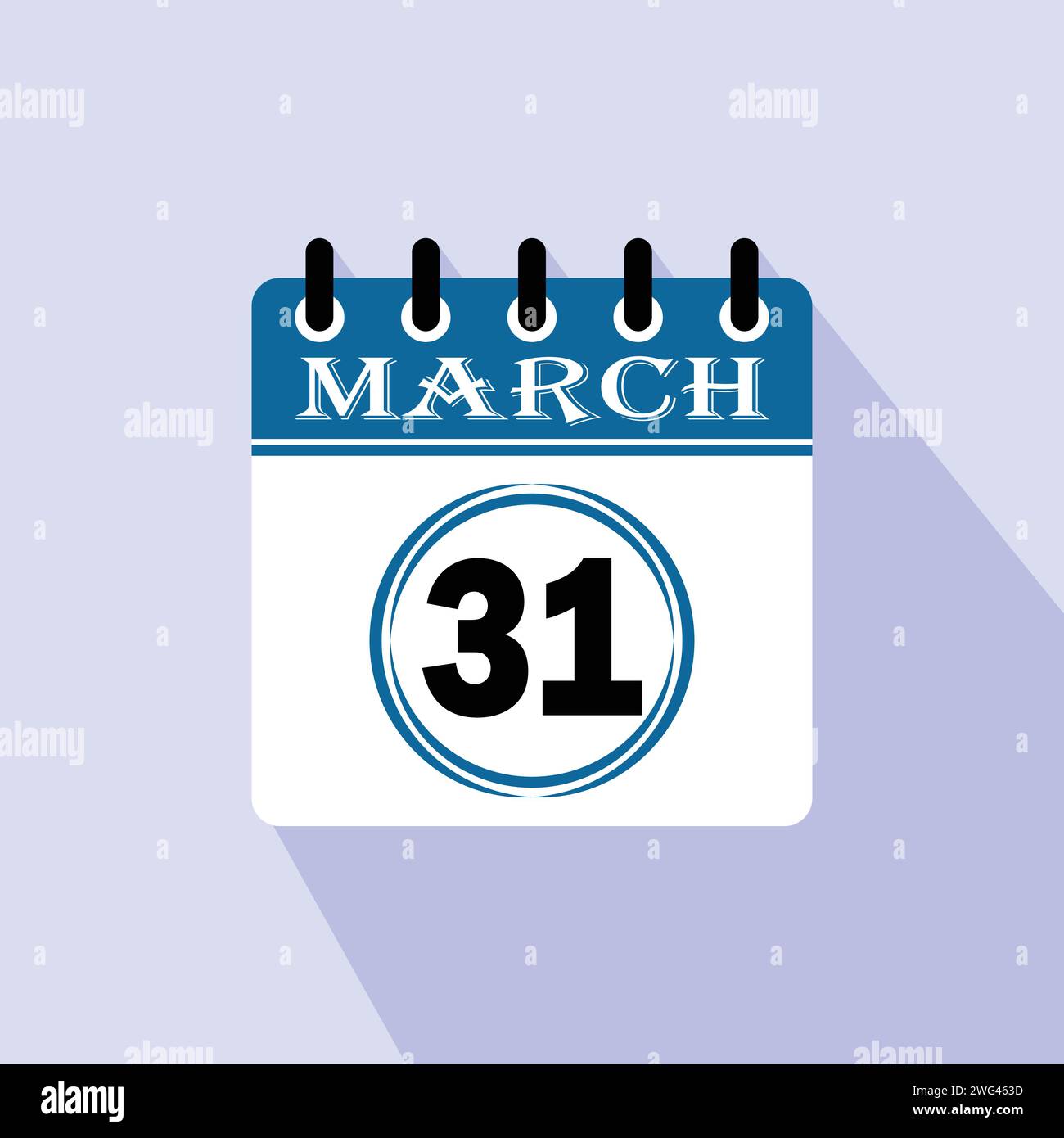 Symbol Kalendertag - 31. März. 31 Tage des Monats, Vektorillustration. Stock Vektor