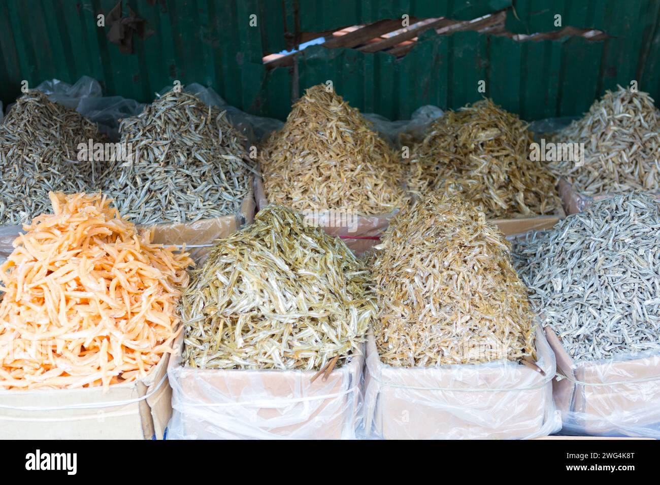 Vietnam, Hanoi, getrockneter Fisch zum Verkauf als Cho Dong Xuan Markt. Stockfoto