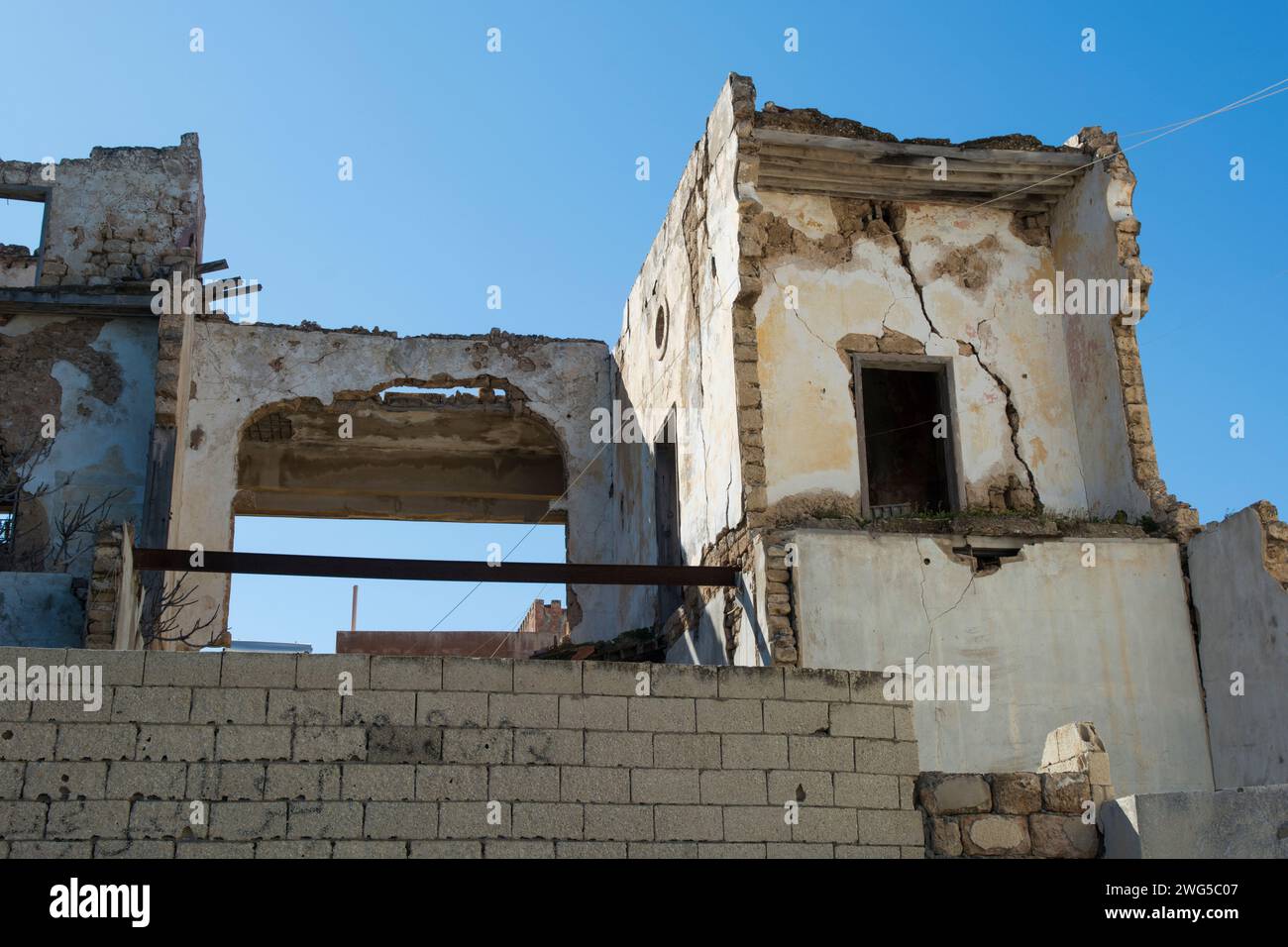 Zerstörte Haus Außenfassaden Tyre Libanon Naher Osten Stockfoto