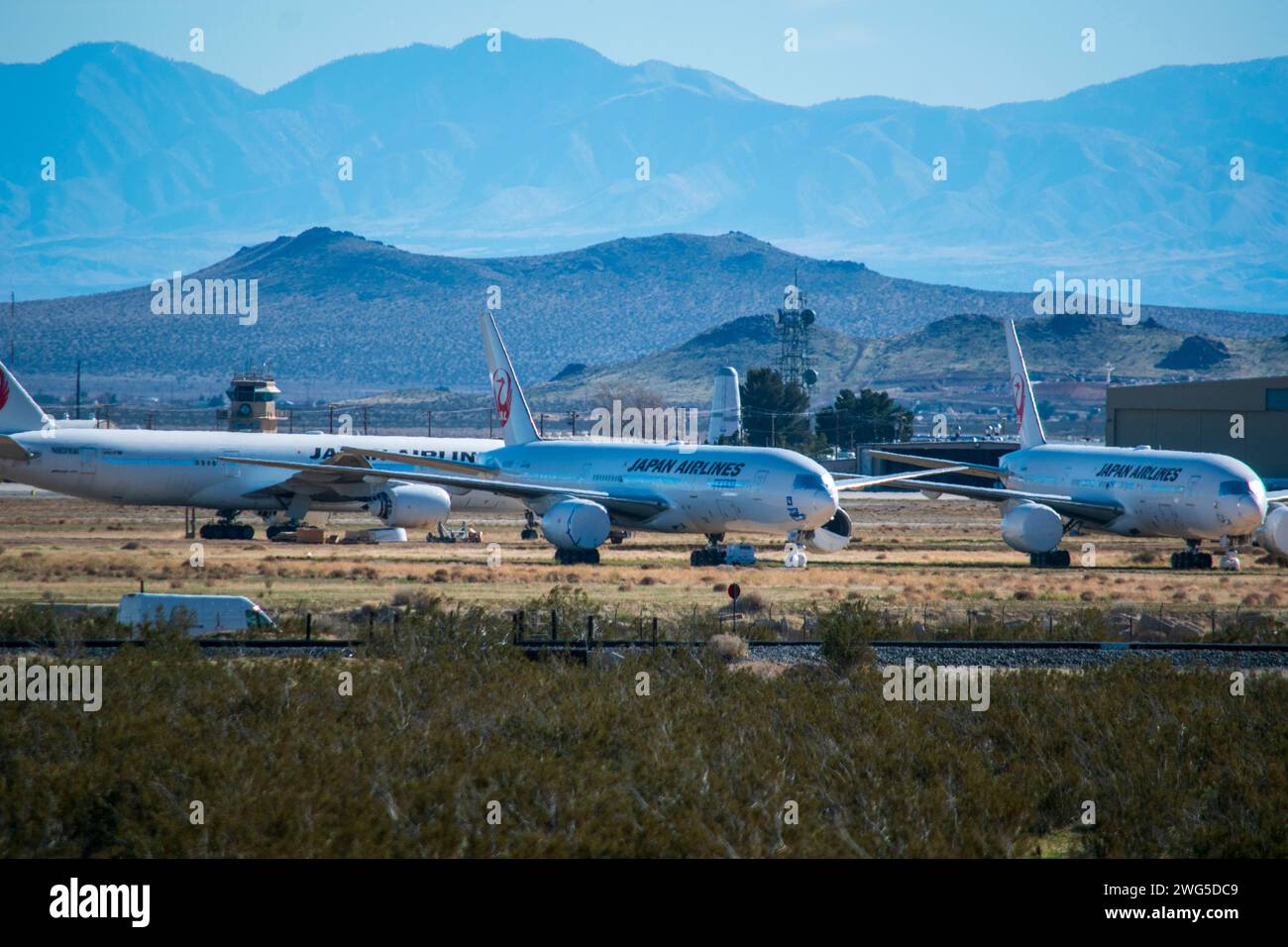 Dieser Flugzeugfriedhof befindet sich in der Nähe der Stadt Mojave in der Mojave-Wüste von Kalifornien. Stockfoto