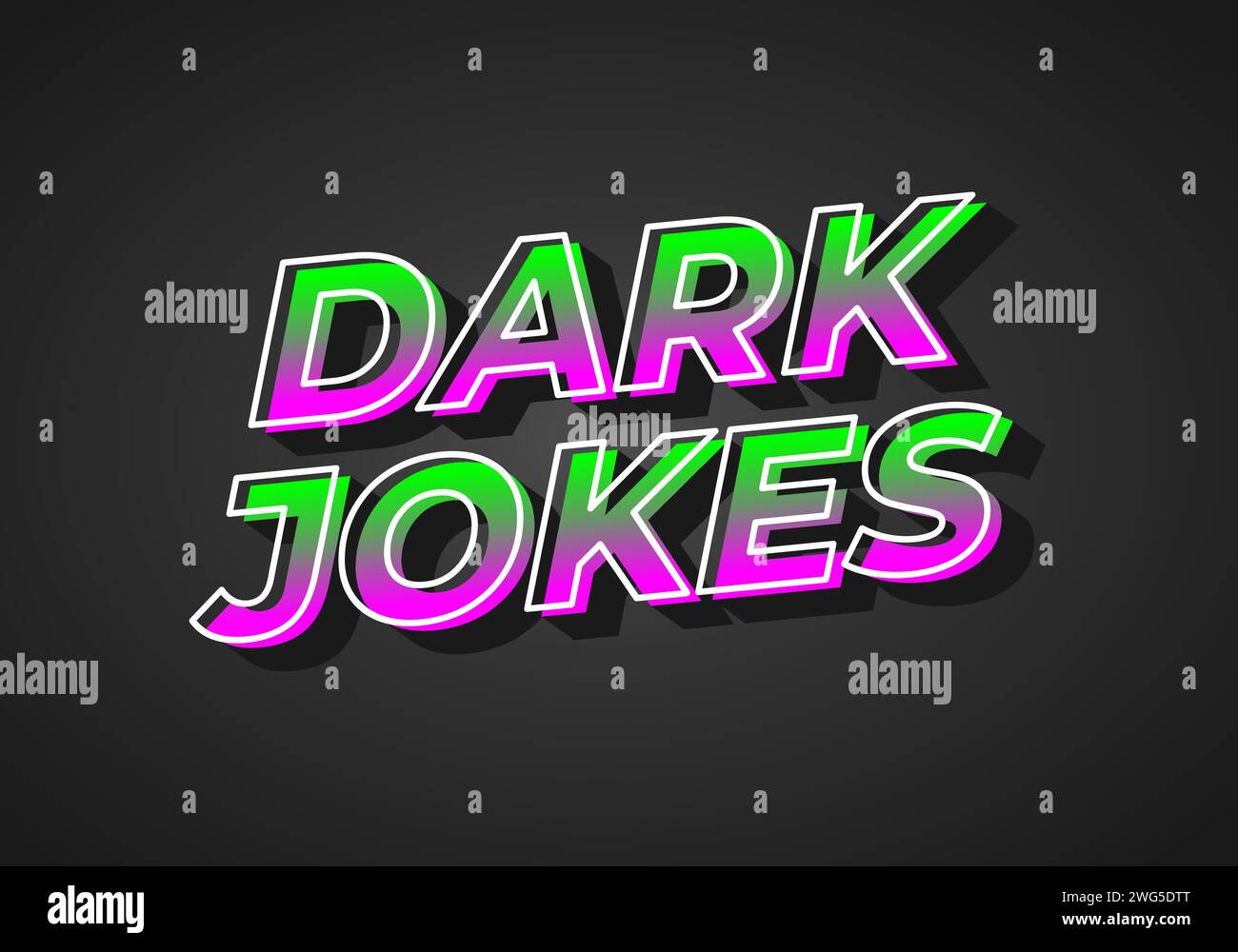Dunkle Witze. Texteffekt-Design im 3D-Look. Verlaufende lila grüne Farbe. Dunkler Hintergrund Stock Vektor