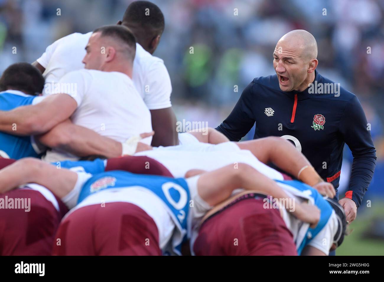 Rom, Italien. Februar 2024. Steve Borthwick Cheftrainer von England während des Six Nations Rugby-Spiels zwischen Italien und England im Stadio Olimpico in Rom am 3. Februar 2024. Foto Antonietta Baldassarre/Insidefoto Credit: Insidefoto di andrea staccioli/Alamy Live News Stockfoto