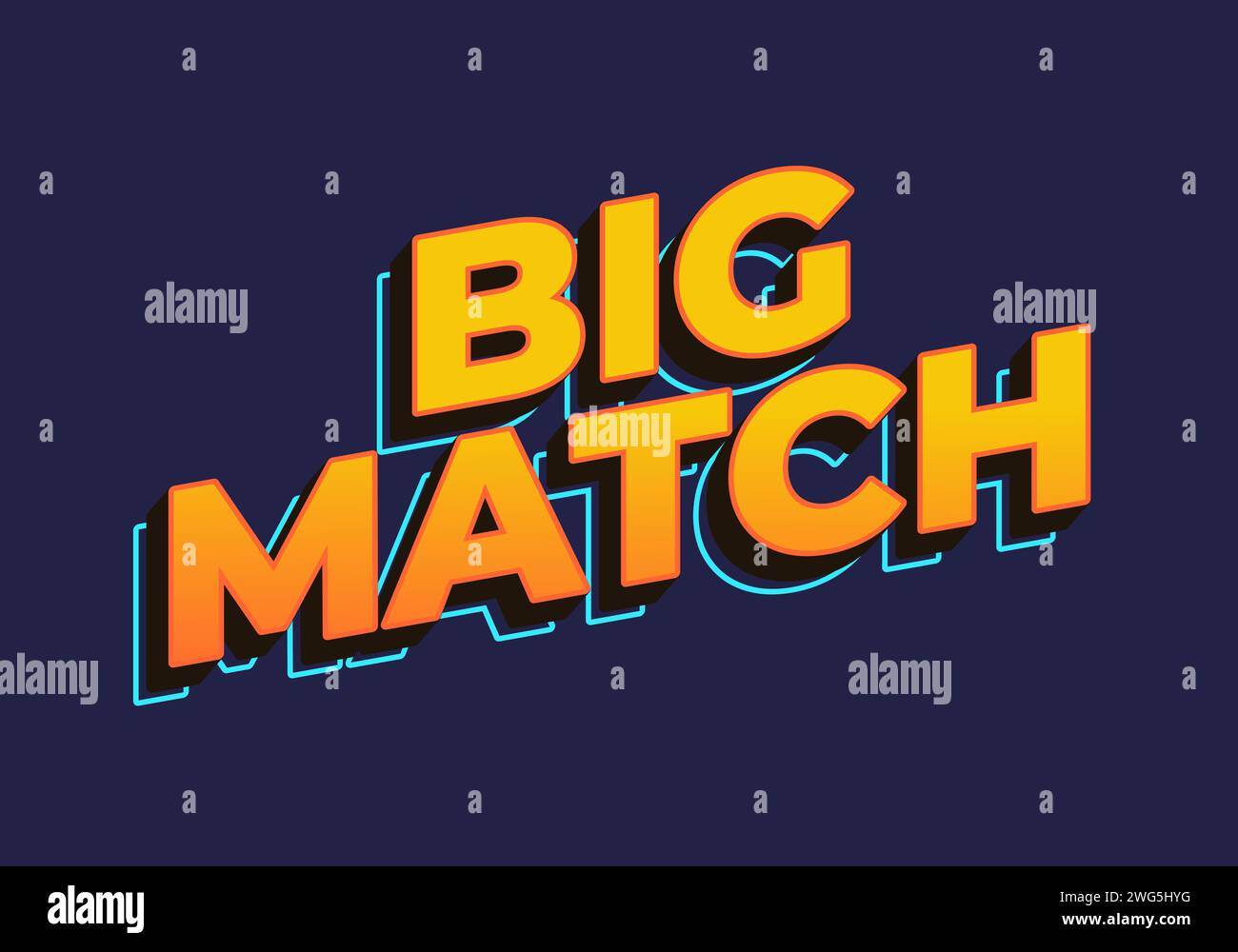 Große Übereinstimmung. Texteffekt in gelber Farbe im 3D-Look Stock Vektor