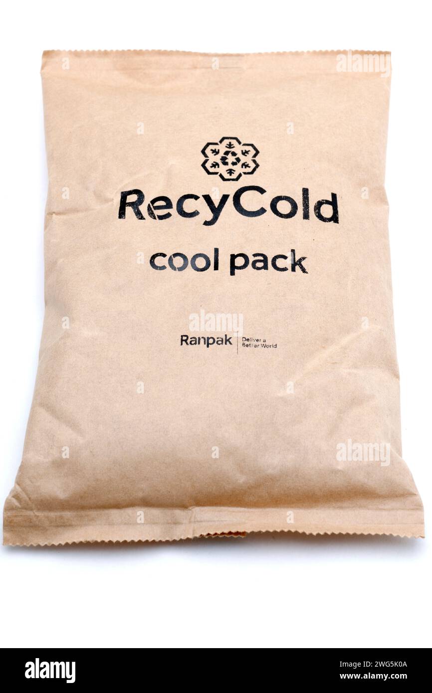 RecyCold Cool Pack auf weißem Hintergrund Stockfoto