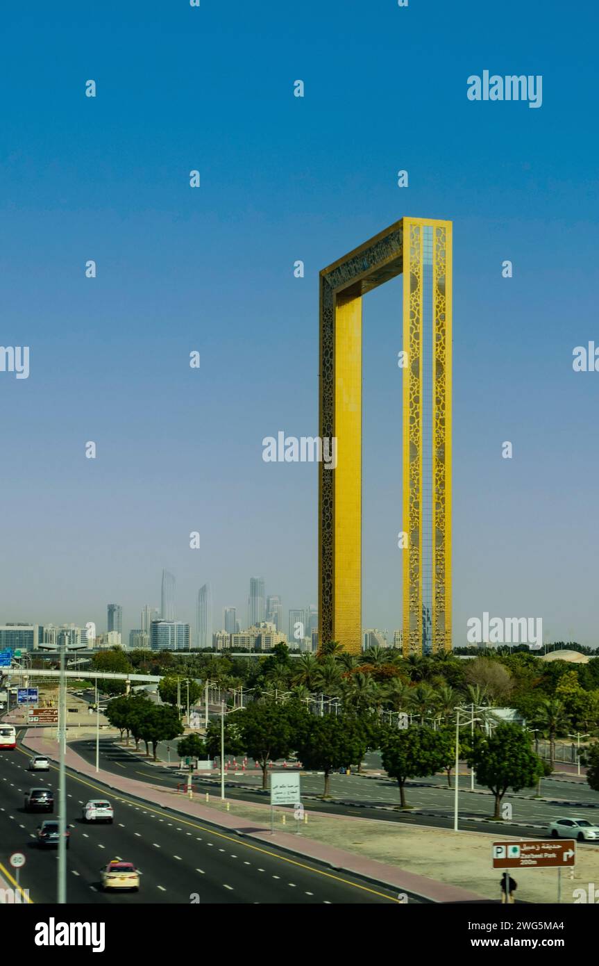 Das Frame Building ist eines der Symbole der Stadt Dubai Stockfoto