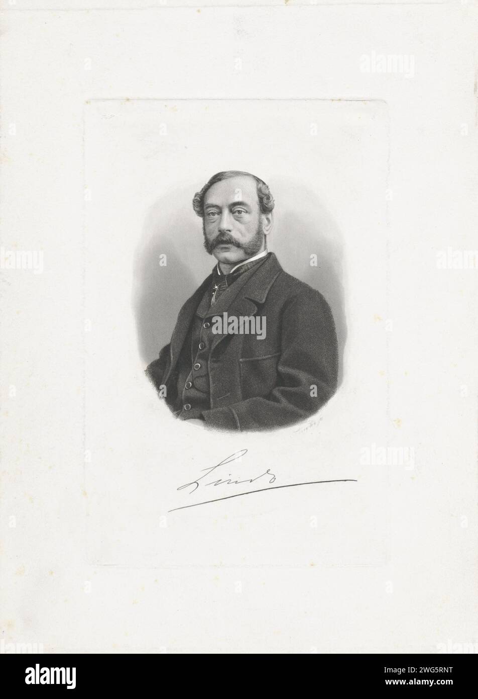Porträt von Lintz, Dirk Jurriaan Sluyter, 1826 - 1886 Druck Amsterdam Papier Stahl Gravur / Ätzung Stockfoto