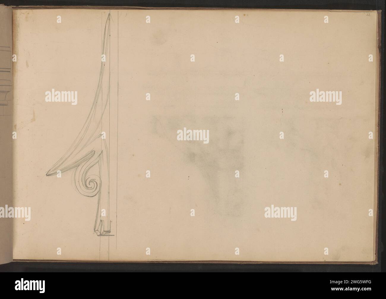 Architektonisches Element mit Volute, 1837 - 1921 Seite 22 Recto aus einem Skizzenbuch mit 23 Blättern. Papier. Architektonische Details mit Bleistift Stockfoto