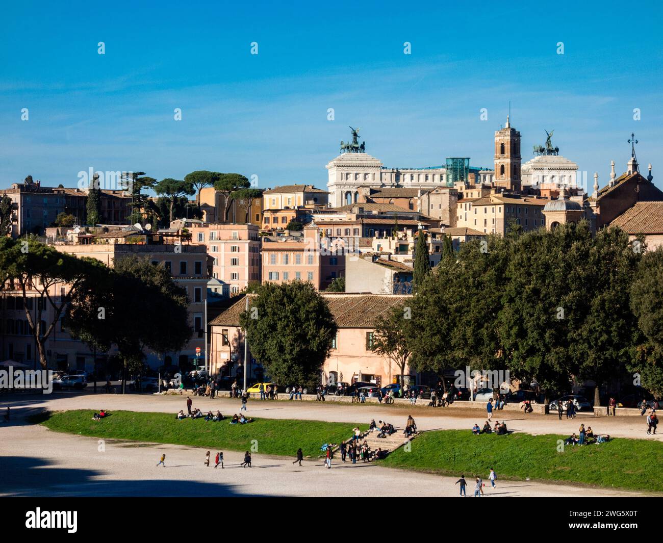 Das historische Zentrum von Rom (Circo Massimo und Denkmal Victor Emmanuele II) Stockfoto