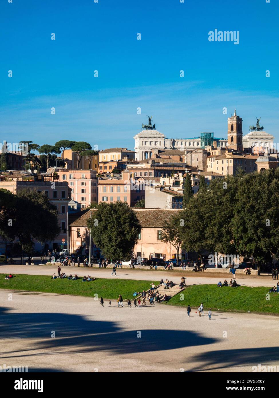 Das historische Zentrum von Rom (Circo Massimo und Denkmal Victor Emmanuele II) Stockfoto