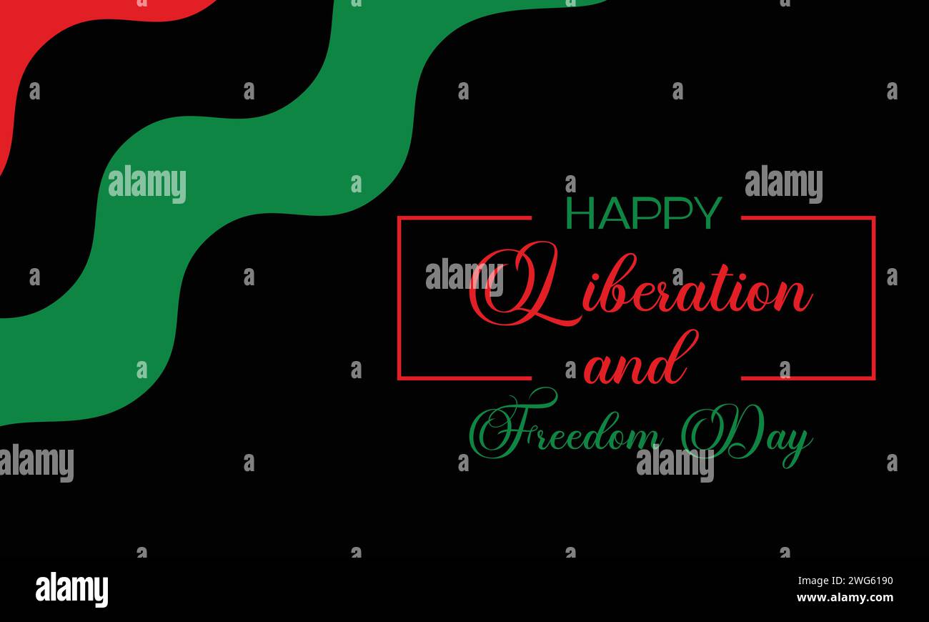„Happy Liberation and Freedom Day“-Text-Design Stock Vektor