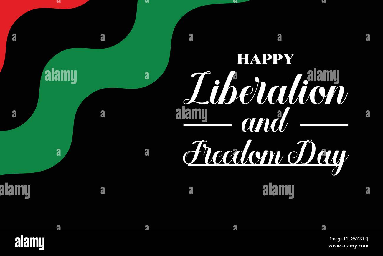 „Happy Liberation and Freedom Day“-Text-Design Stock Vektor