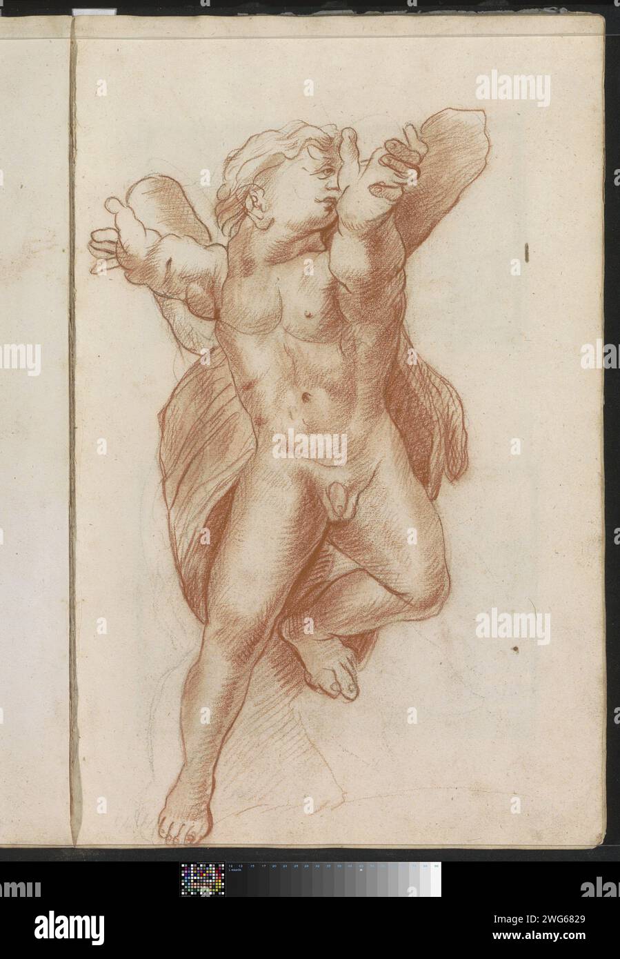 Hamans Strafe, 1696 Seite 69 Recto aus einem Skizzenbuch mit 91 Blättern. Papier. Kreide Haman am Galgen Stockfoto