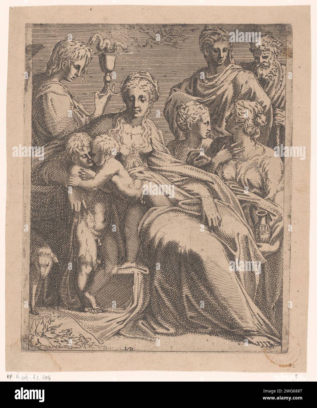 Maria mit Kind, Johannes der Täufer und andere Heilige, Léon Davent