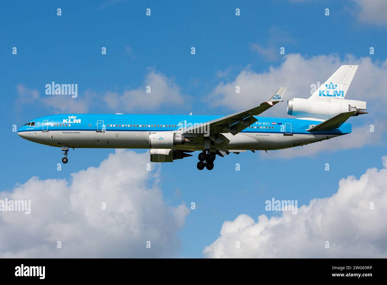 Niederländisch KLM McDonnell Douglas MD-11 mit Registrierung PH-KCI im Finale für Amsterdam Airport Schiphol Stockfoto